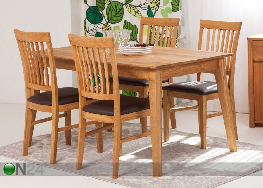 Tammepuust söögilaud Genf 160x90 cm+ 4 tooli Ron suurendatud