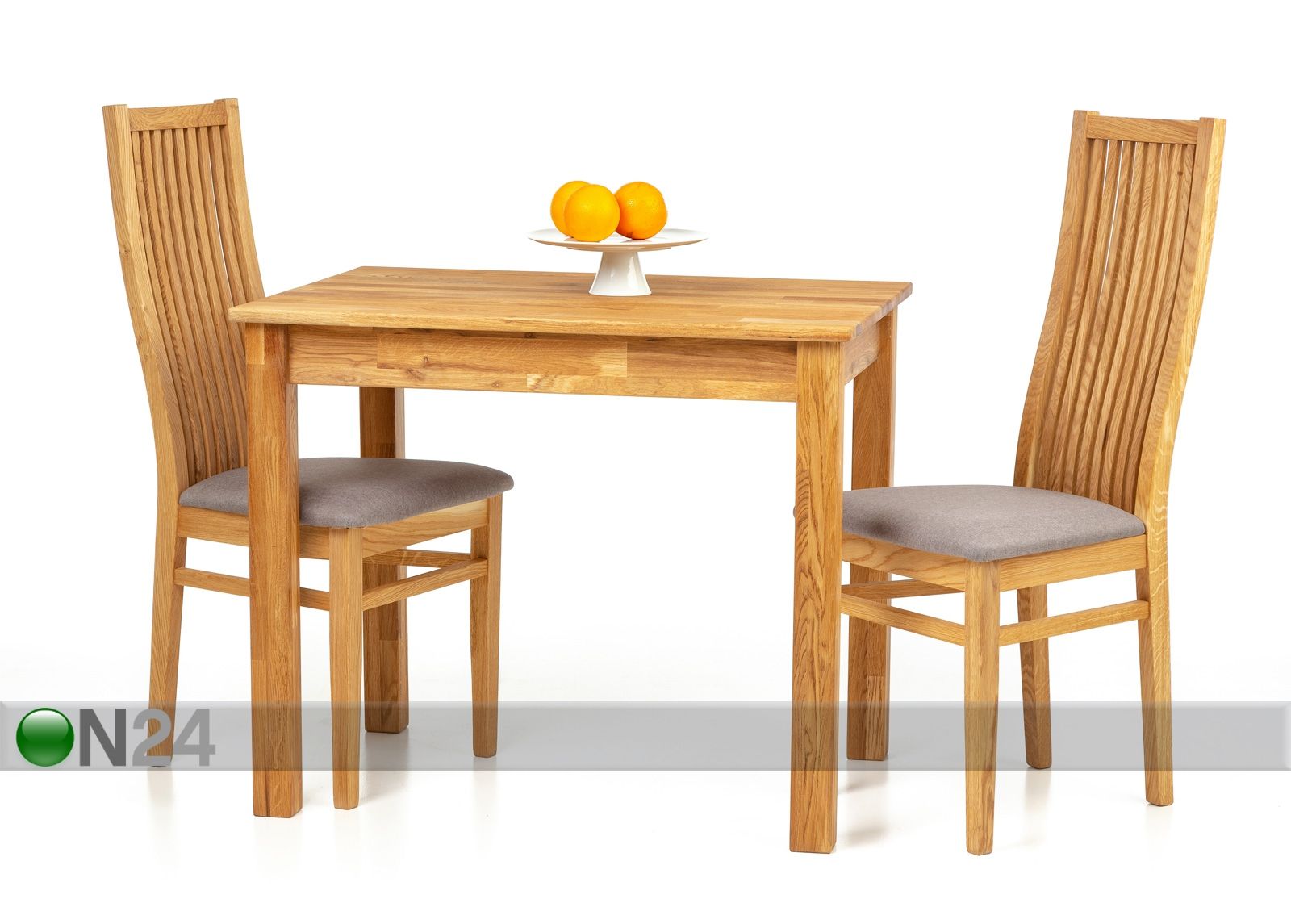 Tammepuust söögilaud Len21 90x65 cm + 2 tooli Sandra hall suurendatud