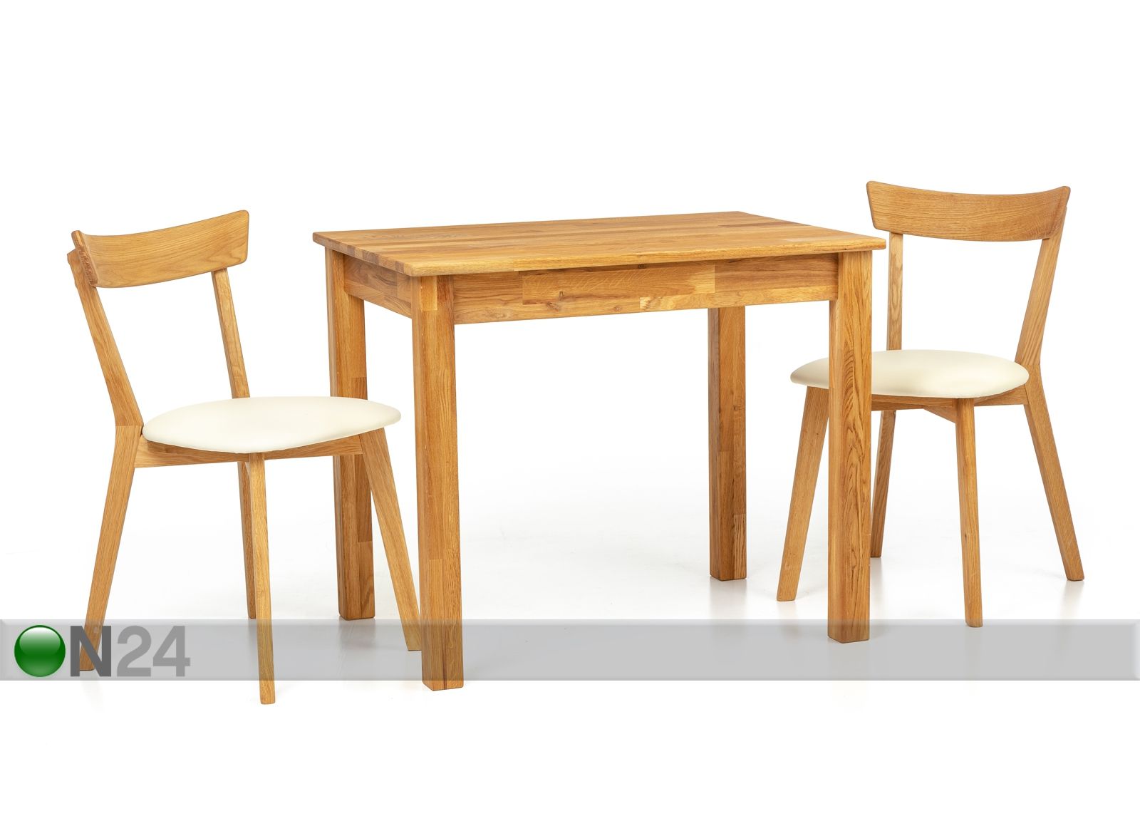 Tammepuust söögilaud Len23 90x65 cm + 2 tooli Viola beige suurendatud
