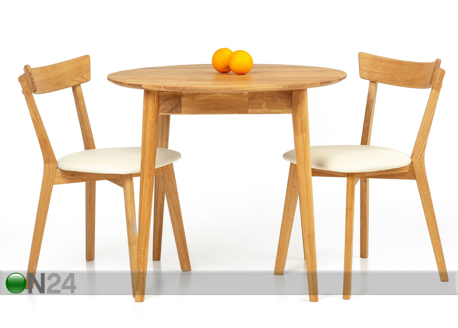 Tammepuust söögilaud Scan Ø85 cm+ 2 tooli Viola beige suurendatud