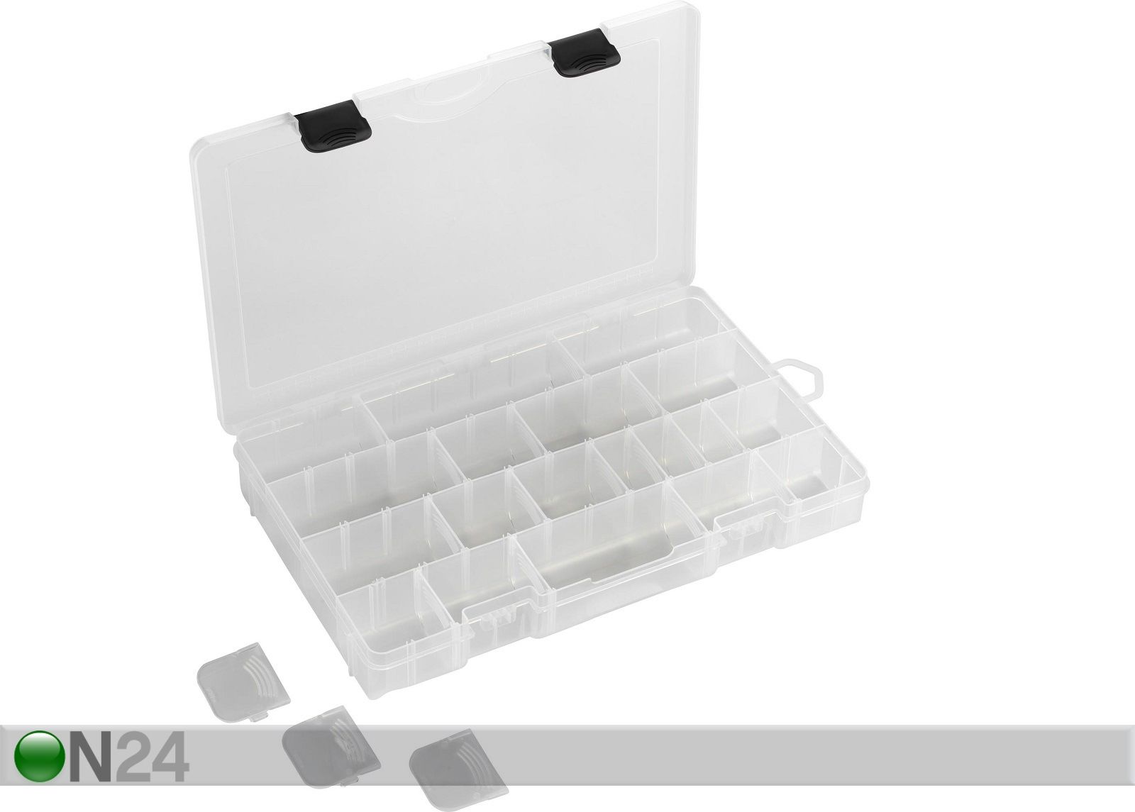 Tarvikute- ja landikarp 24 muudetavat jaotist 35.5 x 23 x 5 cm suurendatud