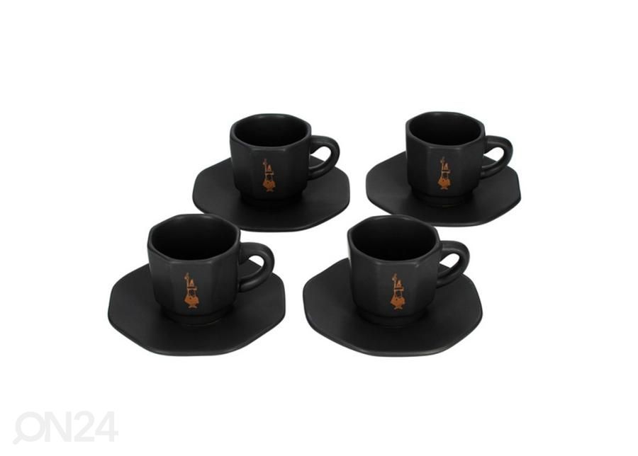 Tasside 4 osaline komplekt Bialetti Perfetto Moka, must suurendatud