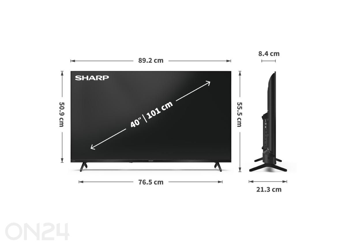 Teler Sharp 24" (60 cm) HD Ready Google TV suurendatud mõõdud
