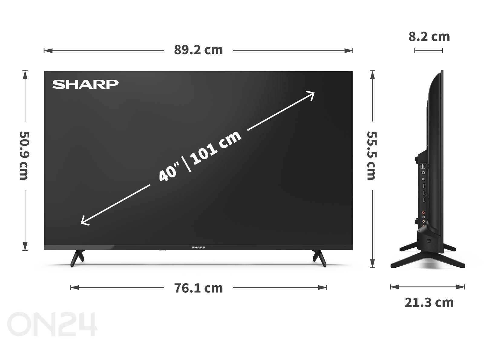 Teler Sharp 40" (101 cm) LED Full HD, Active Motion, DolbyAudio suurendatud mõõdud