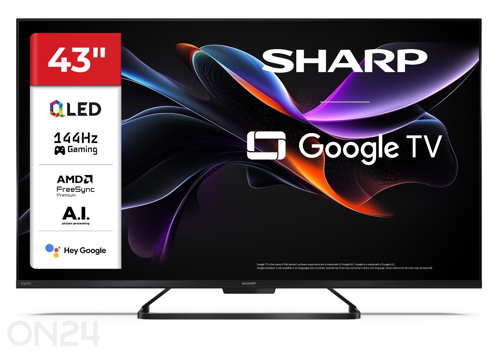 Teler Sharp 43" (108 cm) QLED 4K Ultra HD Google TV, Dolby Vision IQ, Dolby Atmos suurendatud