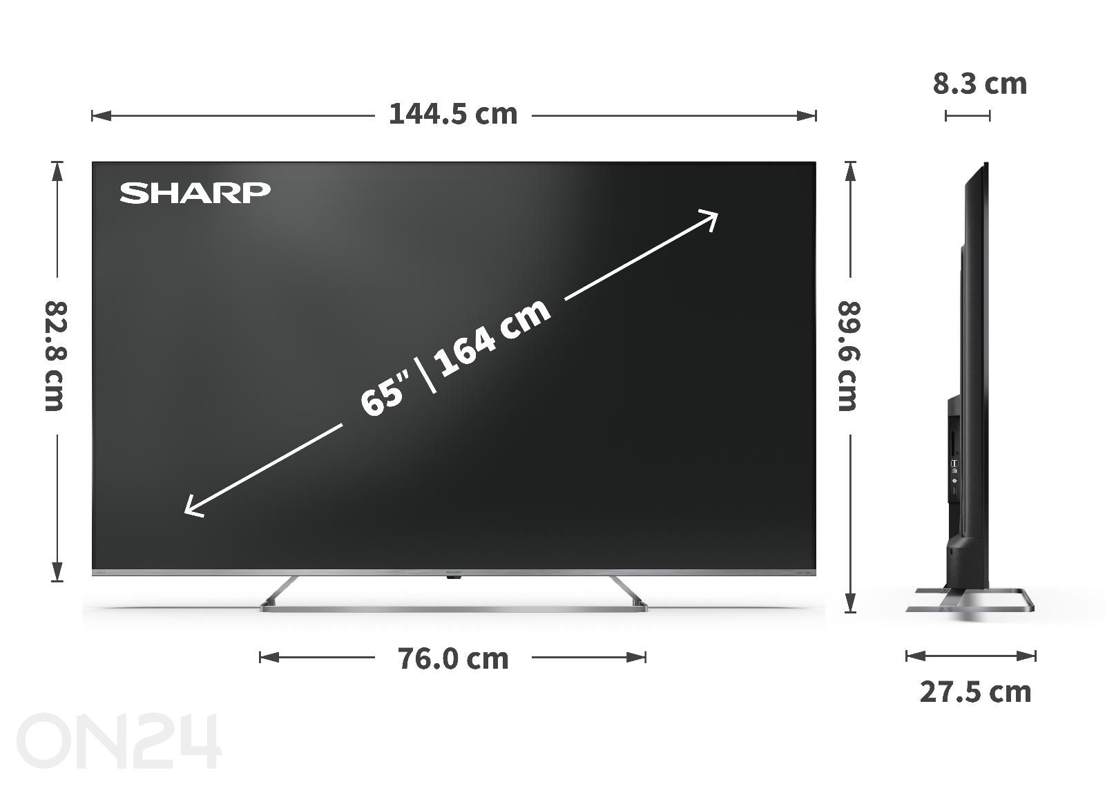 Teler Sharp 65" (164 cm) Mini LED QLED 4K Ultra HD Google TV, Harman/Kardon, DolbyVision, DolbyAtmos suurendatud mõõdud