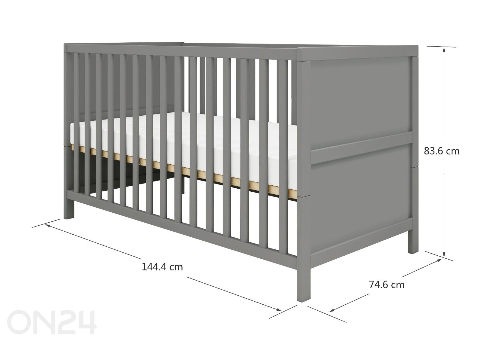 Thuka beebivoodi Luna, tavalise voodiotsaga suurendatud mõõdud