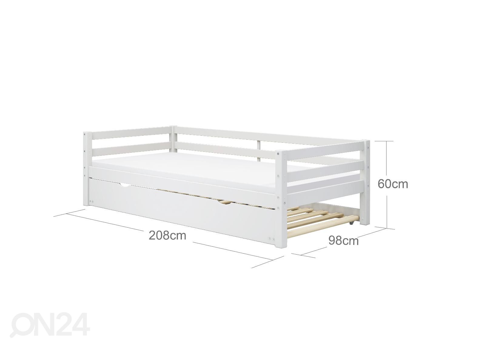 Thuka lastevoodi Actim külalistevoodiga, valge suurendatud mõõdud