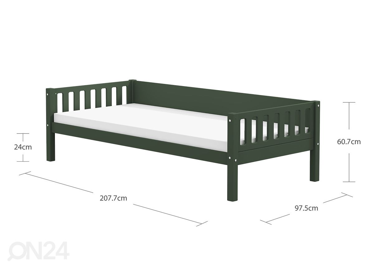 Thuka lastevoodi Viggo, roheline suurendatud mõõdud
