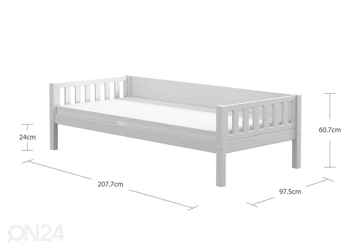 Thuka lastevoodi Viggo, valge suurendatud mõõdud