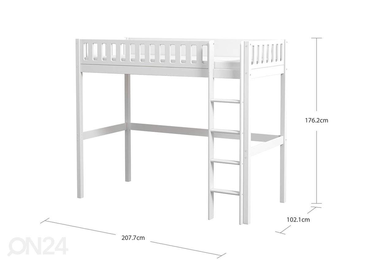 Thuka narivoodi kõrge Viggo, valge suurendatud mõõdud