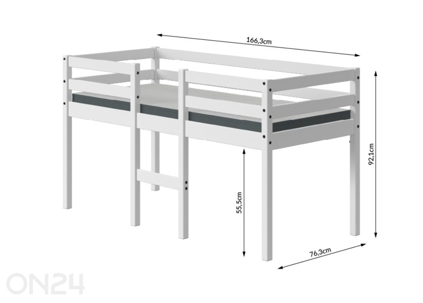 Thuka poolkõrge lastevoodi Alfred 70x160 cm suurendatud mõõdud
