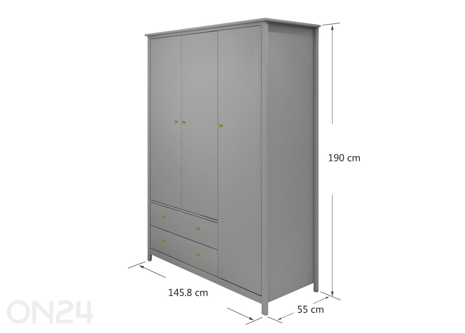 Thuka riidekapp Luna, 3-ukseline suurendatud mõõdud