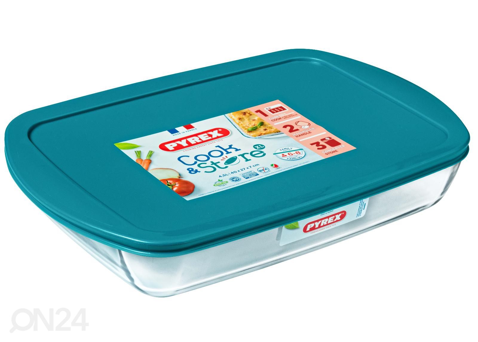 Toidukarp/ahjuvorm Pyrex 4,6 L suurendatud