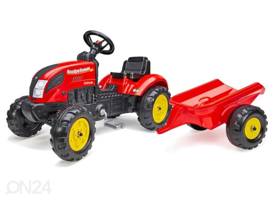 Traktor järelkäruga Falk Farmer punane suurendatud