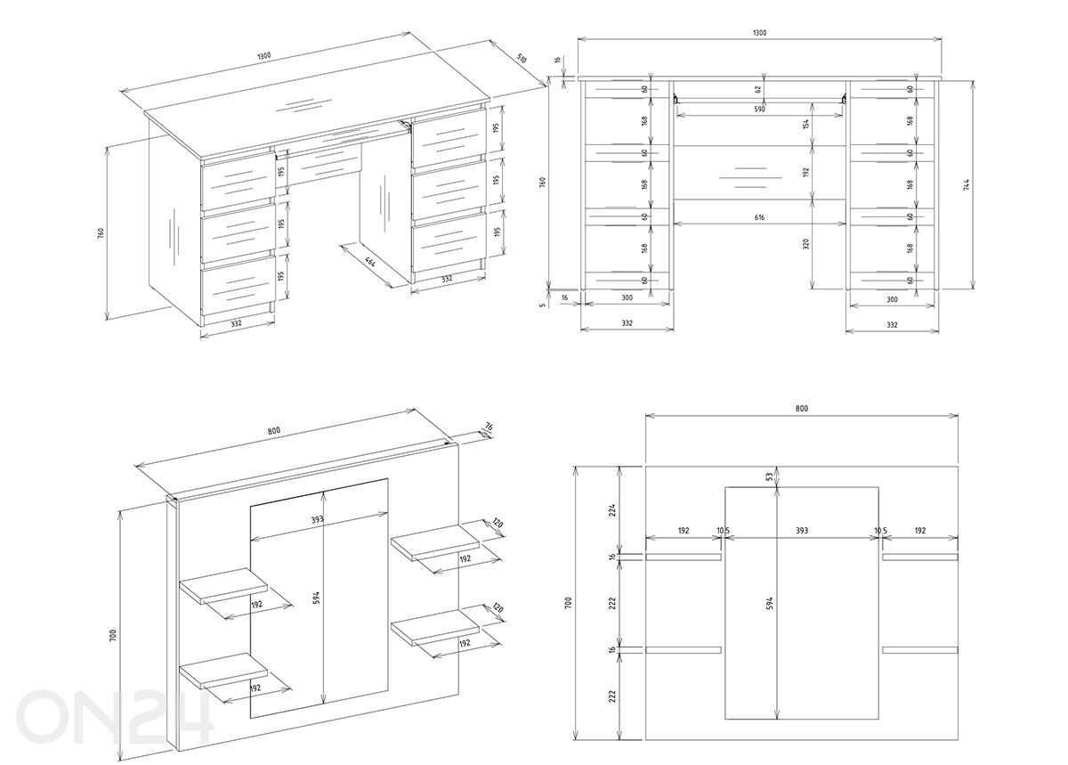 Tualettlaud peegli Ganz 3 suurendatud mõõdud