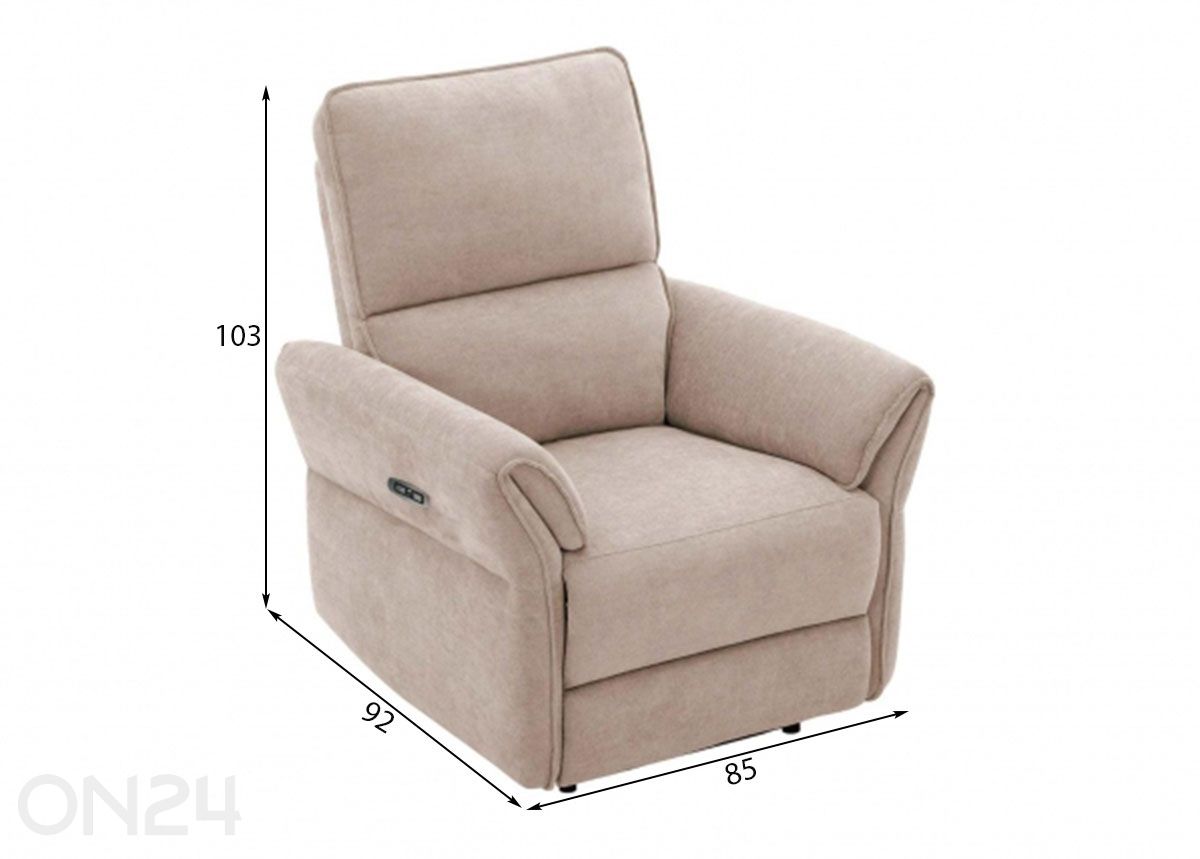 Tugitool Damika Recliner suurendatud mõõdud