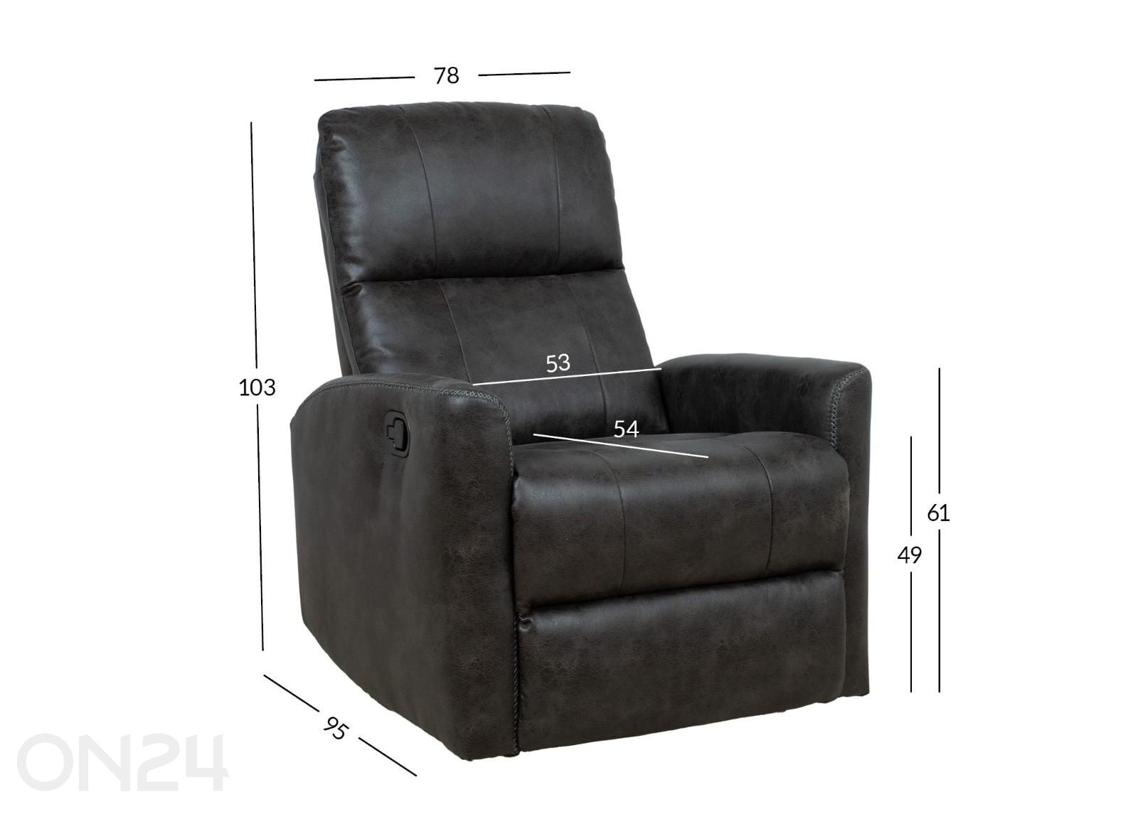 Tugitool Diego kiikuv ja pöörlev manuaalne recliner suurendatud mõõdud
