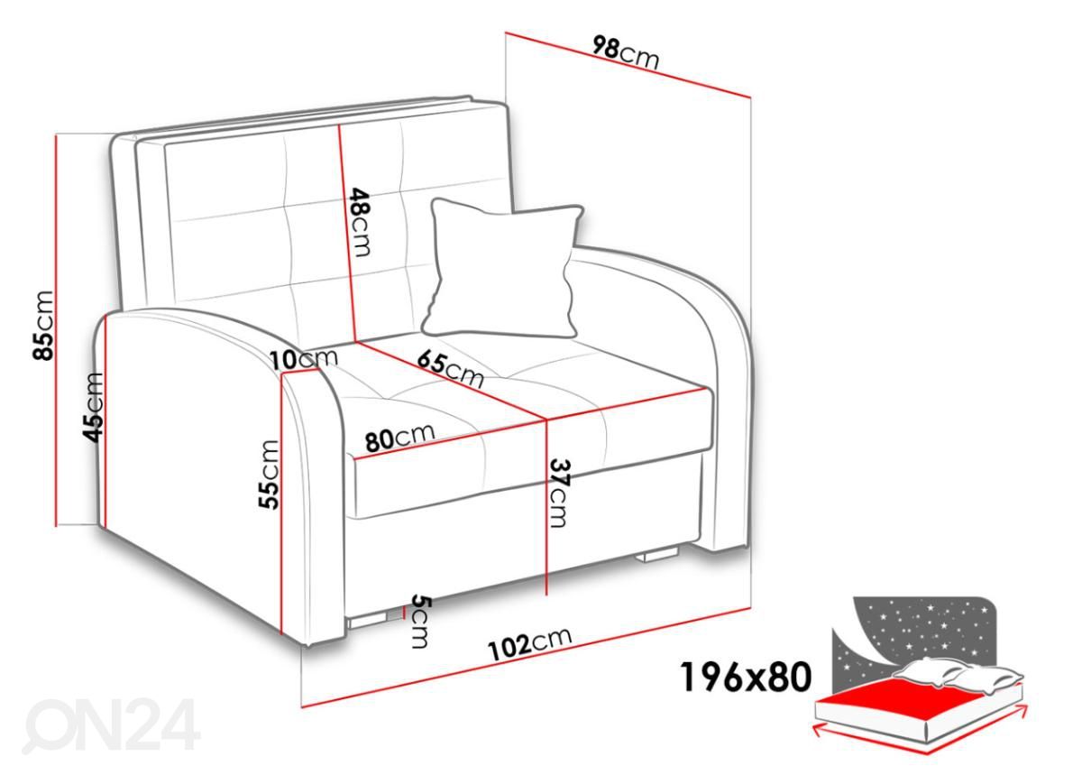 Tugitoolvoodi suurendatud mõõdud