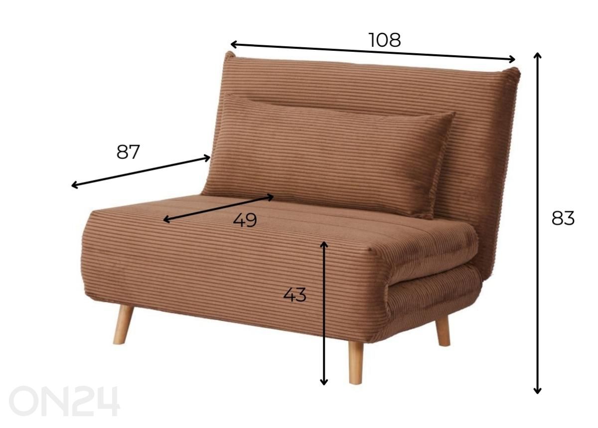 Tugitoolvoodi Selina suurendatud mõõdud