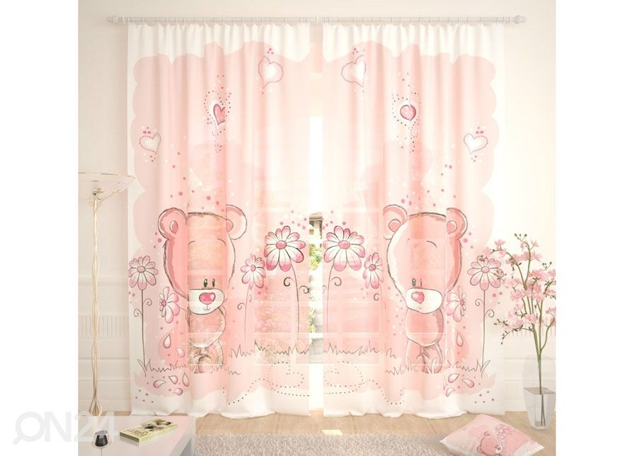 Tüllkardin Pink Bears 400x260 cm suurendatud