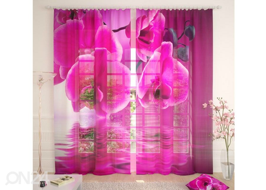 Tüllkardin Pink Orchid on the Water 400x260 cm suurendatud