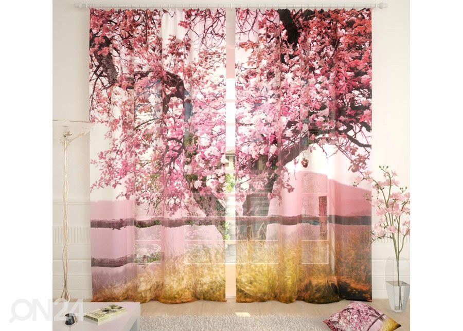 Tüllkardin Pink Tree 400x260 cm suurendatud