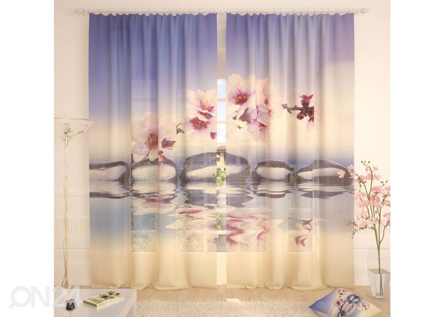 Tüllkardin Plum Flowers 400x260 cm suurendatud