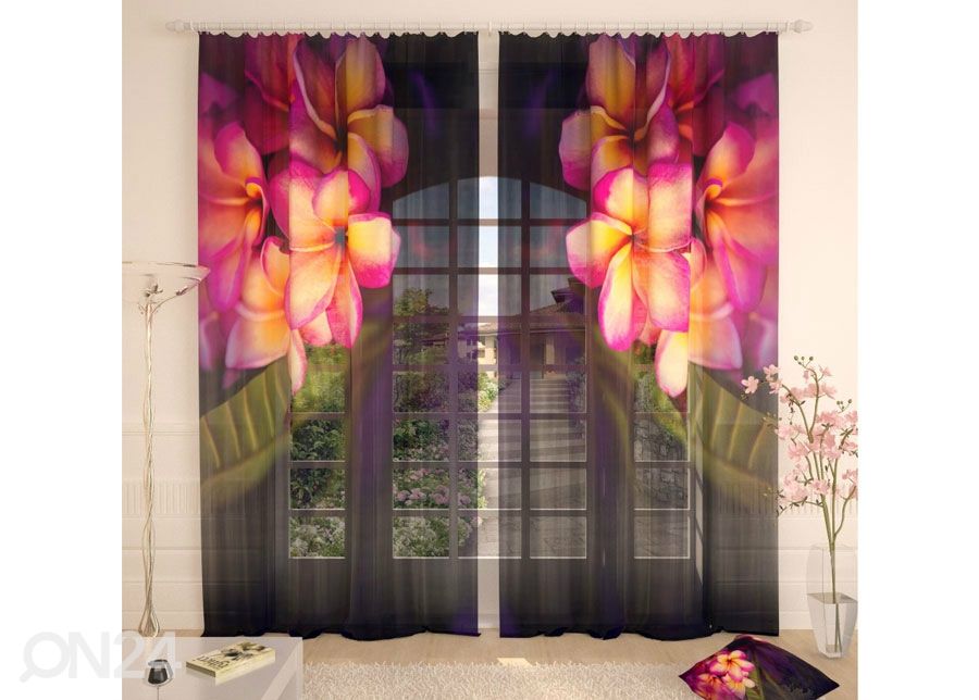 Tüllkardin Plumeria in the Night 400x260 cm suurendatud