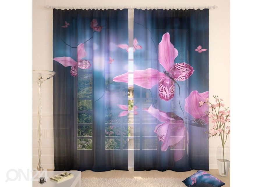 Tüllkardin Purple Butterflies 400x260 cm suurendatud