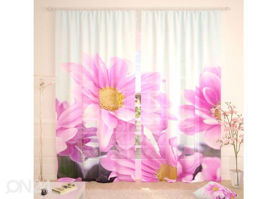 Tüllkardin Purple Flowers 400x260 cm suurendatud