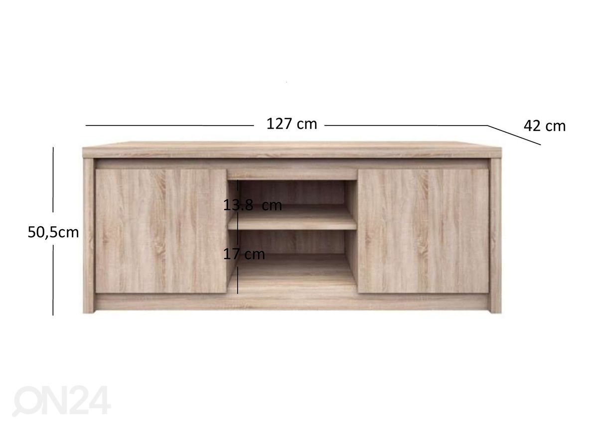 TV-alus 127 cm suurendatud mõõdud