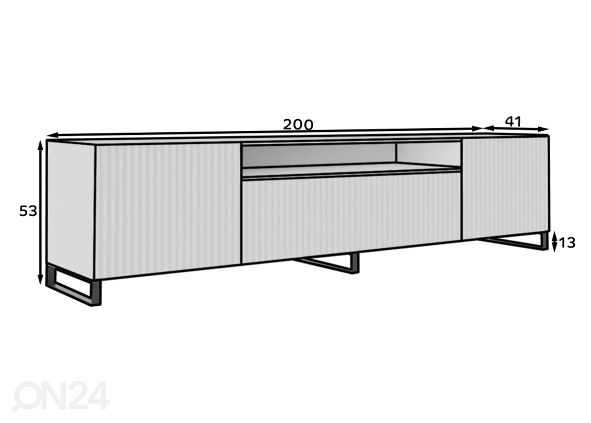 Tv-alus 200 cm suurendatud mõõdud