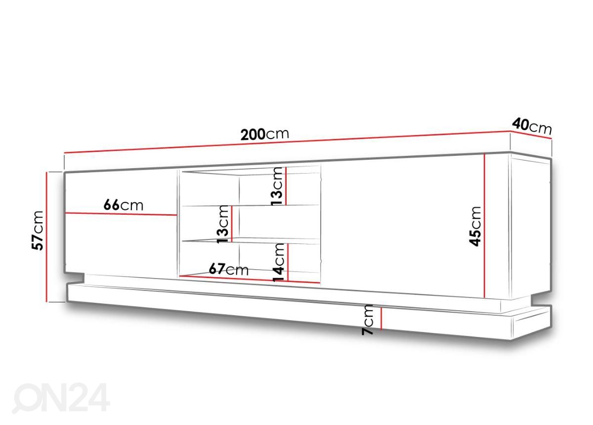 TV-alus 200 cm + LED suurendatud mõõdud