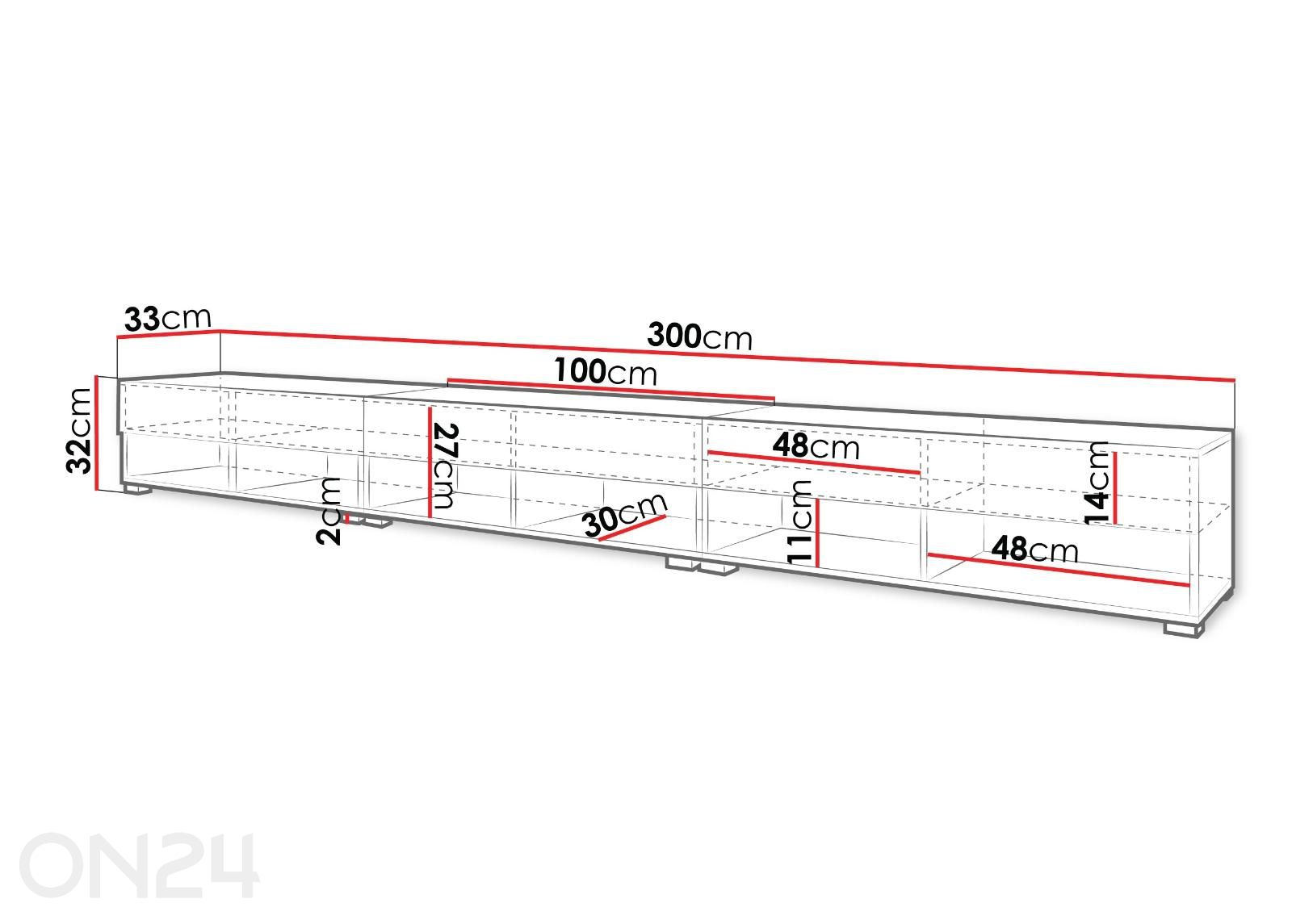 TV-alus Alma 300 cm + LED suurendatud mõõdud