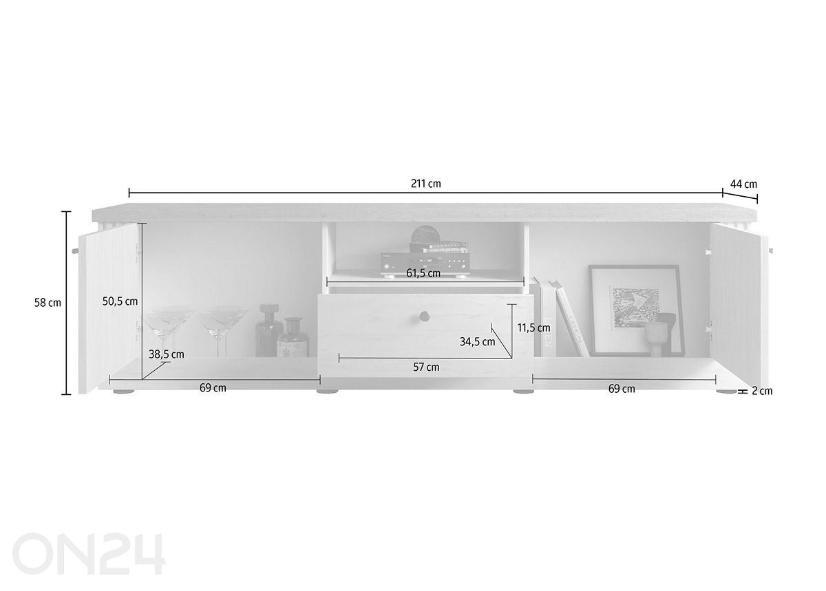 Tv-alus Country suurendatud mõõdud