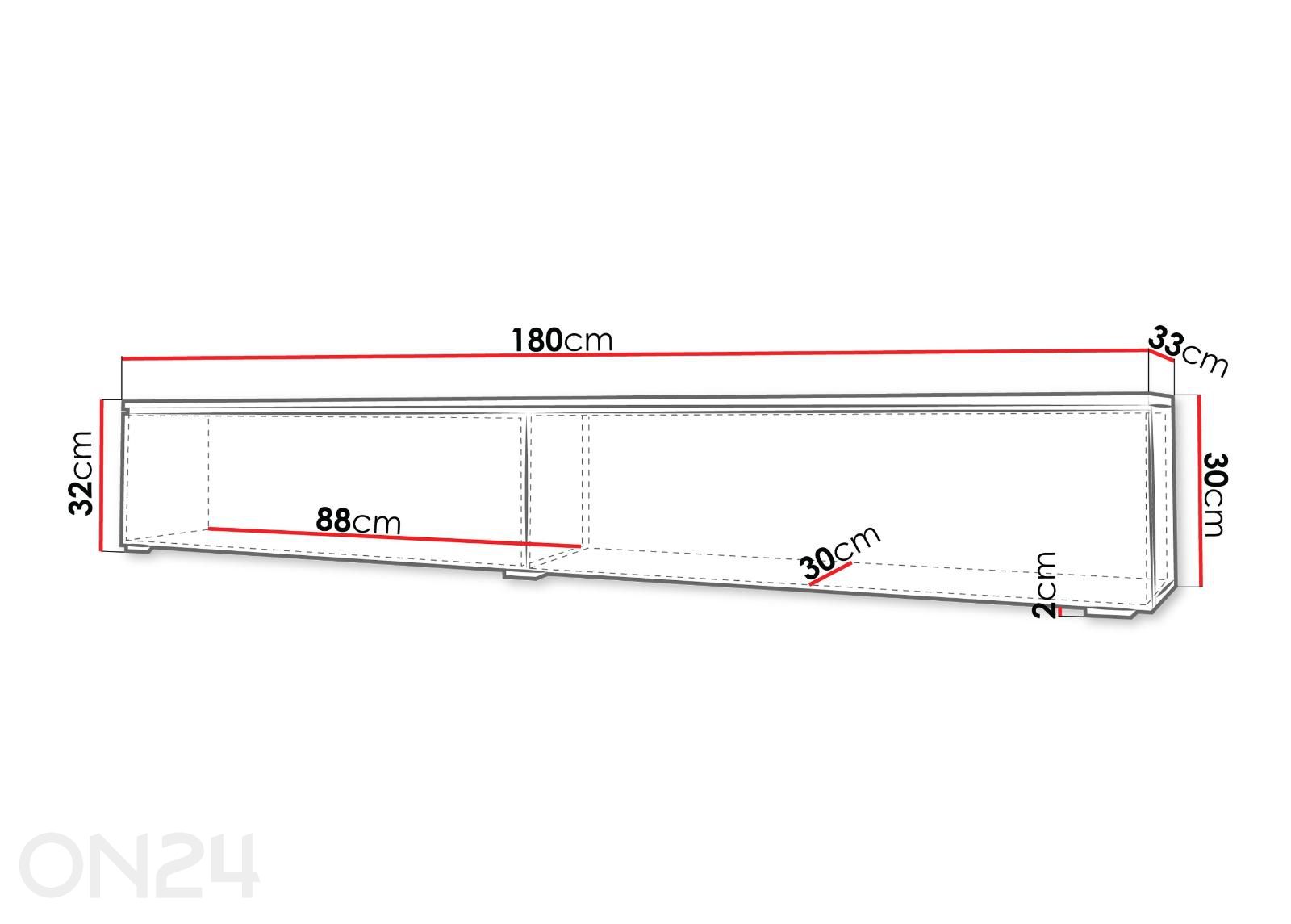 TV-alus Der 180 cm + LED suurendatud mõõdud