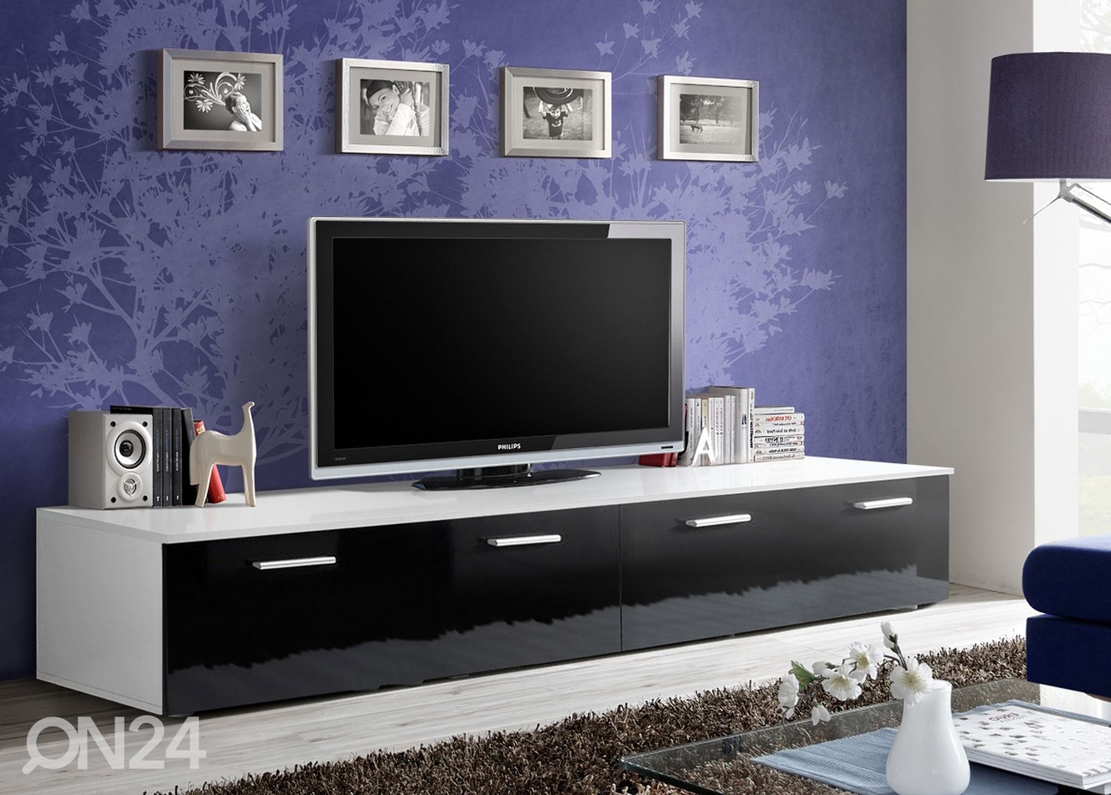TV-alus Duo, valge/must suurendatud