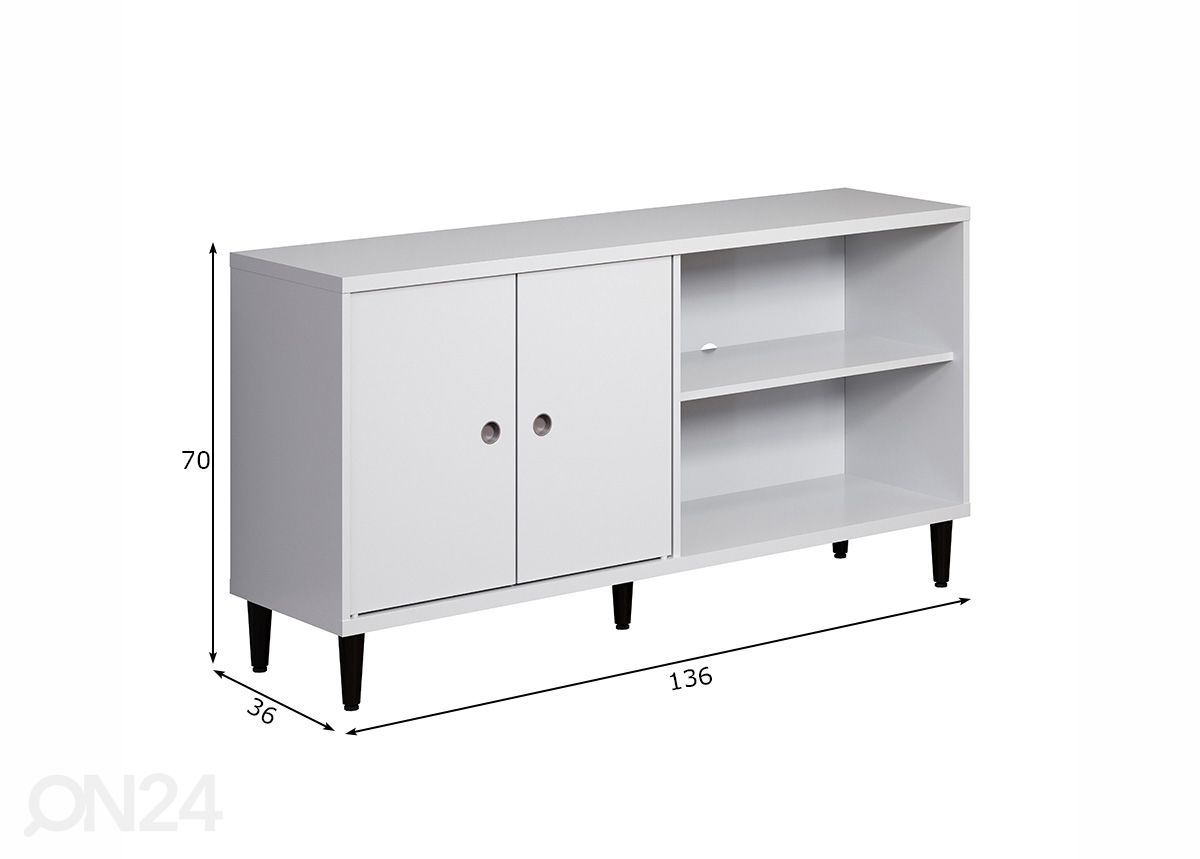 Tv-alus Evolution 136 cm suurendatud mõõdud