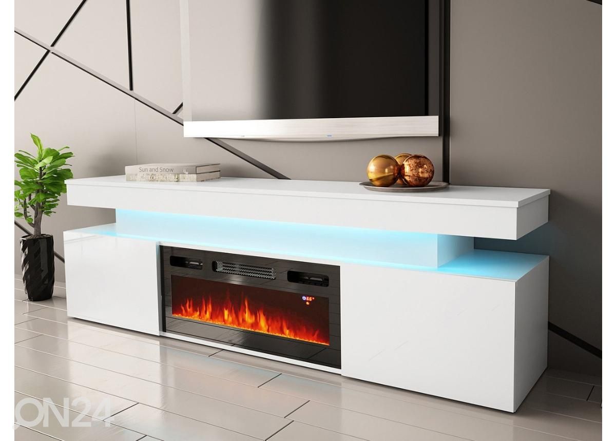 TV-alus Glossa 190 cm + kamin + LED suurendatud