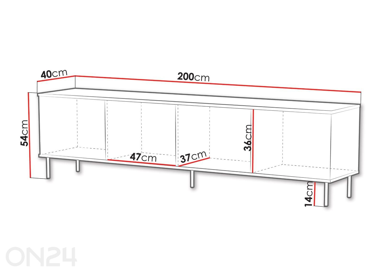 TV-alus Leo 200 cm suurendatud mõõdud