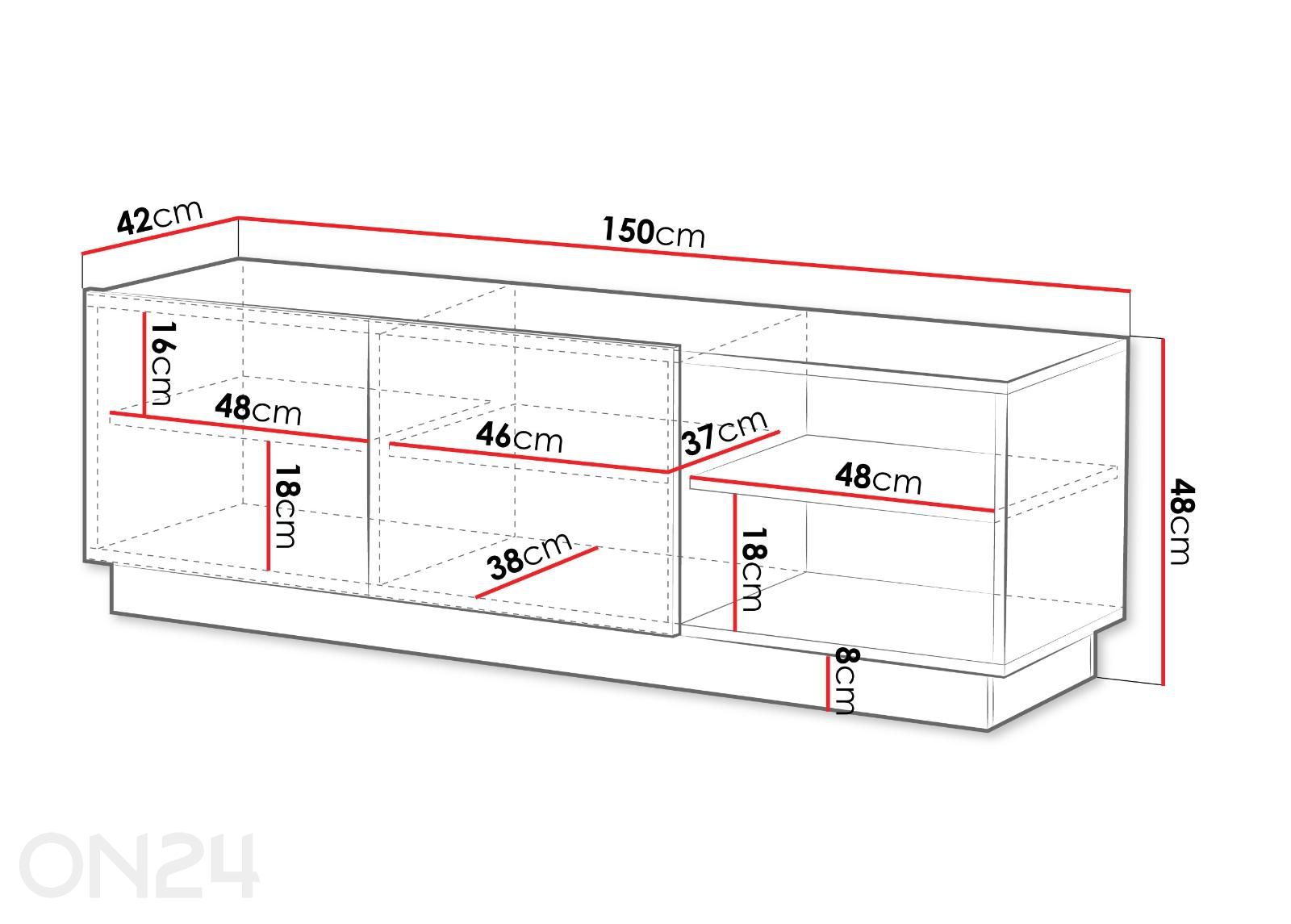 TV-alus Liverti 150 cm suurendatud mõõdud