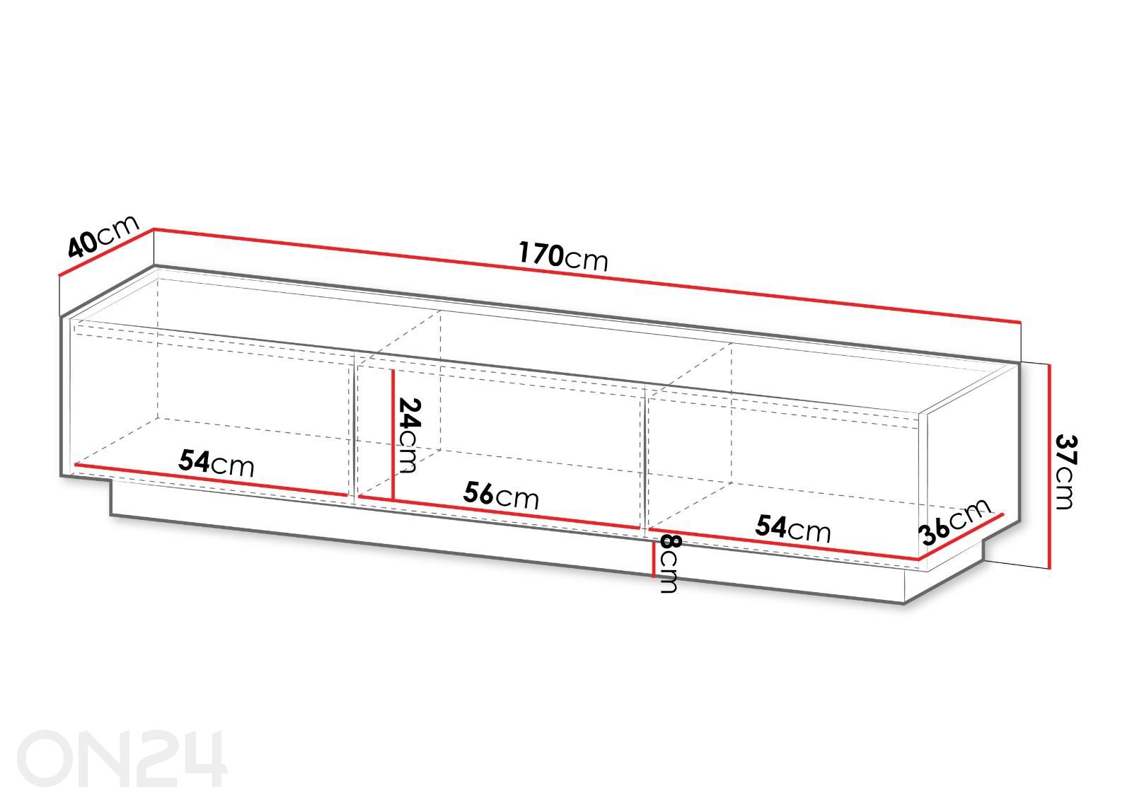 TV-alus Mirtu 170 cm suurendatud mõõdud