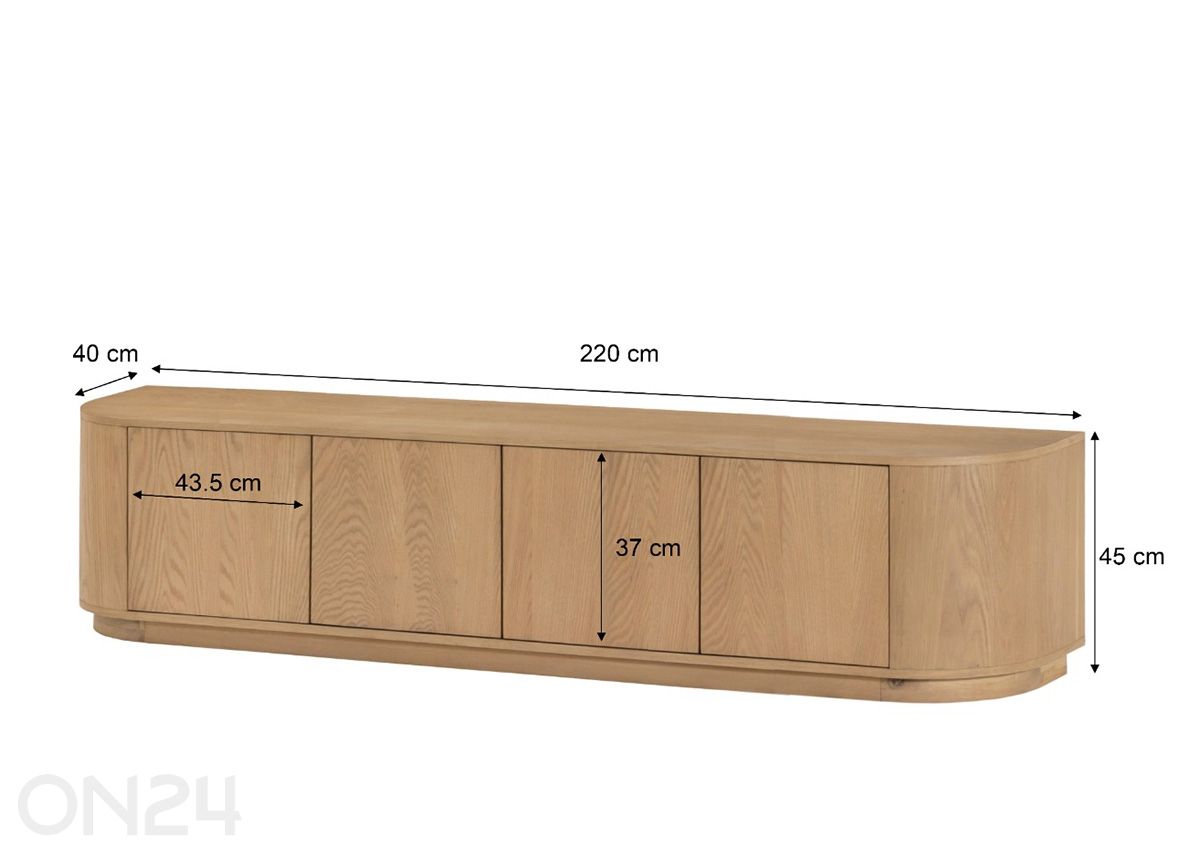 Tv-alus Novero 220 cm suurendatud mõõdud