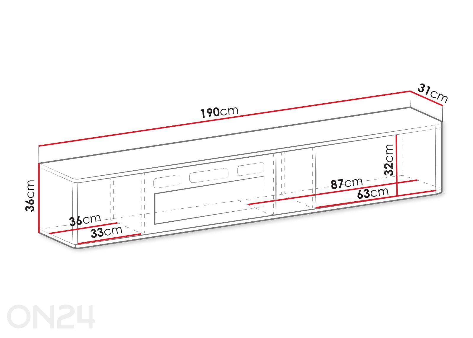 TV-alus Philippe 190 kaminaga suurendatud mõõdud