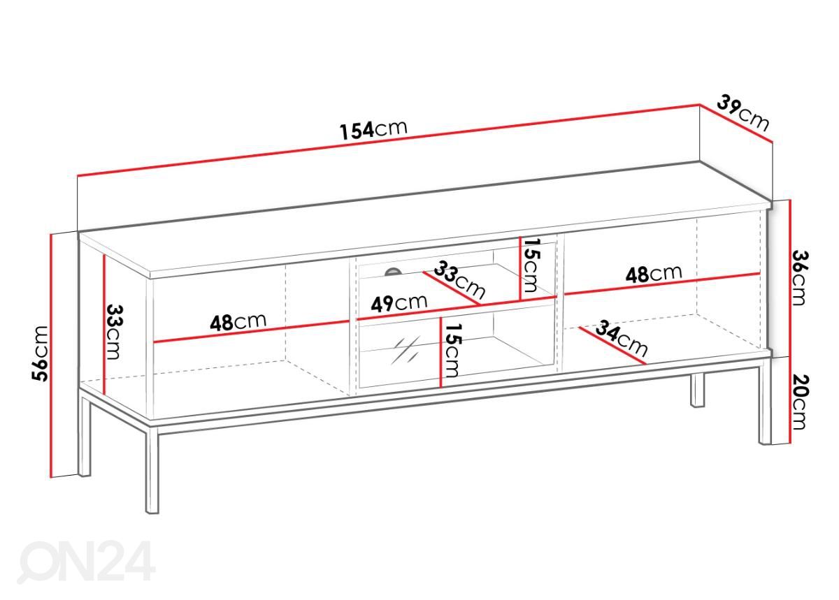 Tv-alus Senato 154 cm + LED suurendatud mõõdud