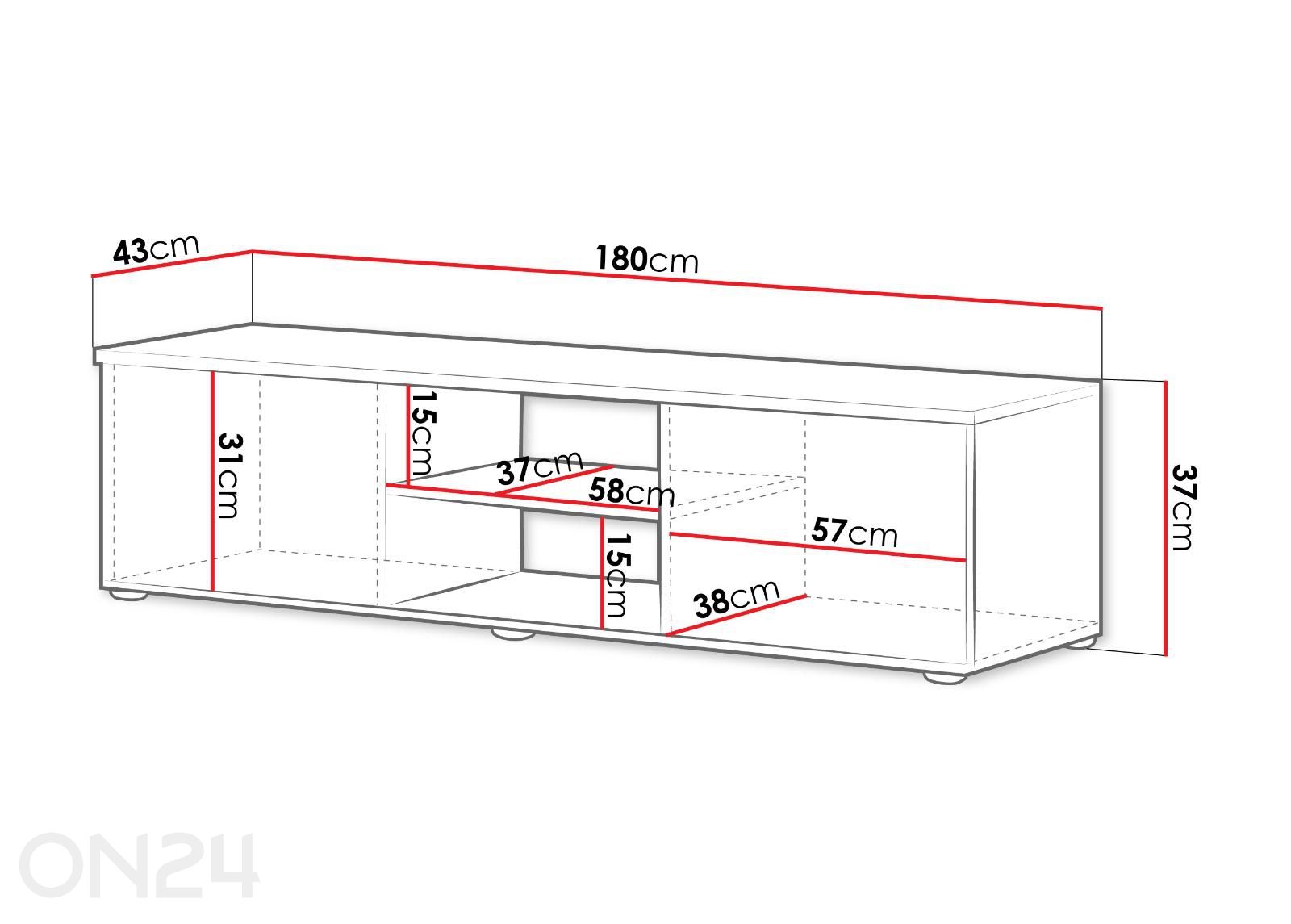 TV-alus Soho 180 cm suurendatud mõõdud