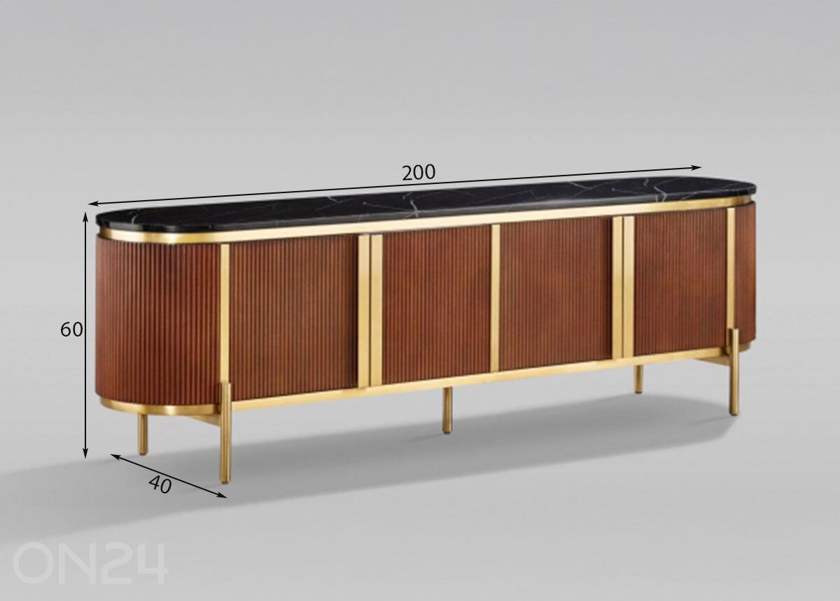 TV-alus Stilig, kuldne/kastan suurendatud mõõdud