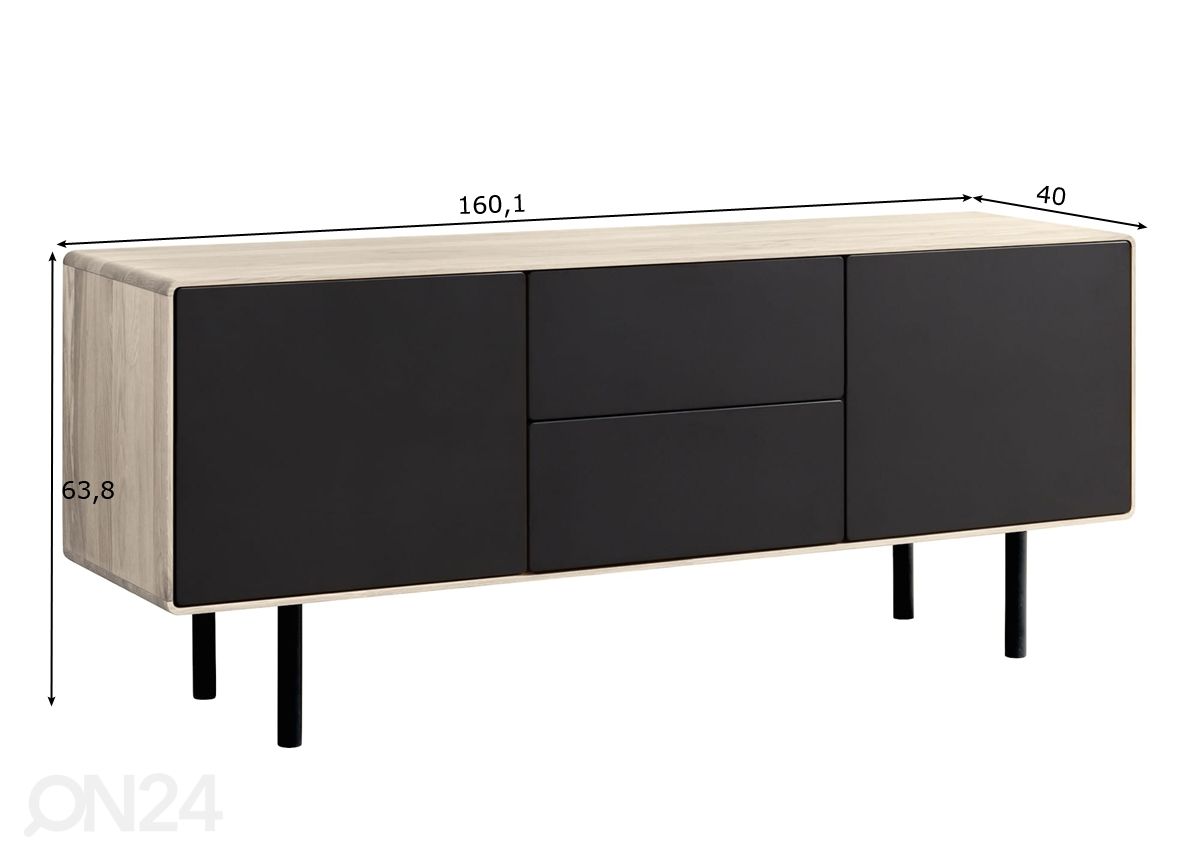 TV-alus Tokyo 160 cm, valge õli suurendatud mõõdud