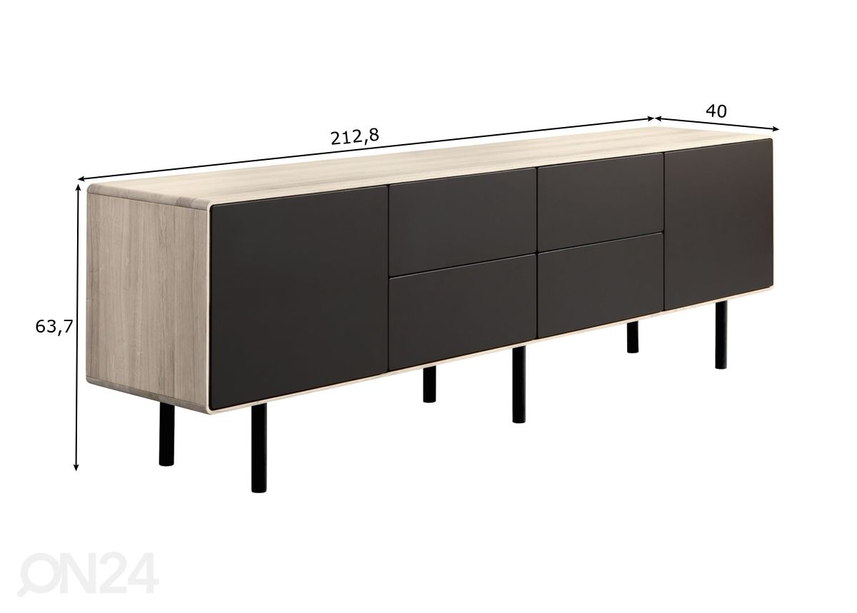 TV-alus Tokyo 213 cm, valge õli suurendatud mõõdud